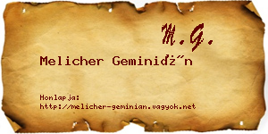 Melicher Geminián névjegykártya